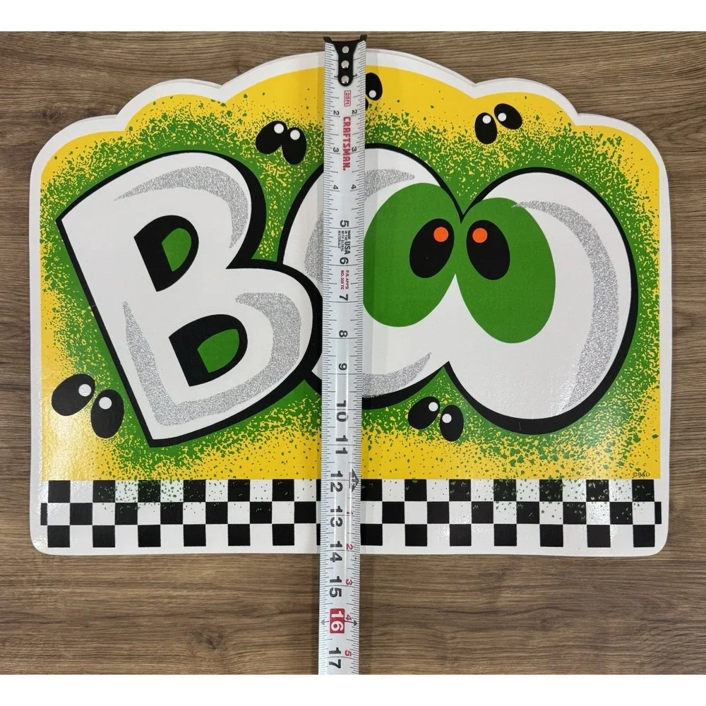 Vintage 2001 B&D BOO Halloween Placemats Set 5 Y2K Checkered Bug Eyes Glitter